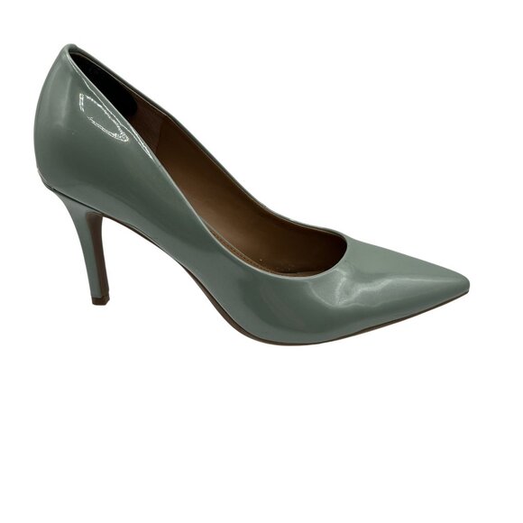 Calvin Klein Gayle Womens 7 Patent Leather Aqua Pointed Toe Dress Pump Timeless - Picture 12 of 16